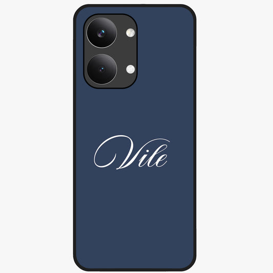 Blue Background Personalized Custom Name Glass Case showing flat back view with minimal blue background and custom name design.