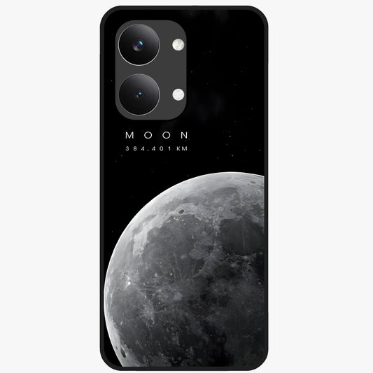 Cosmic Moon Glow Glass Case showing flat back view with glowing moon artwork and glossy glass finish.