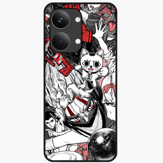 Crimson Chaos Panel Glass Case showing flat back view with bold crimson abstract artwork and glossy glass finish.