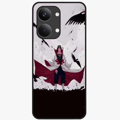 Crimson Crow Ascension Glass Case showing flat back view with mystical crow artwork and glossy glass finish.