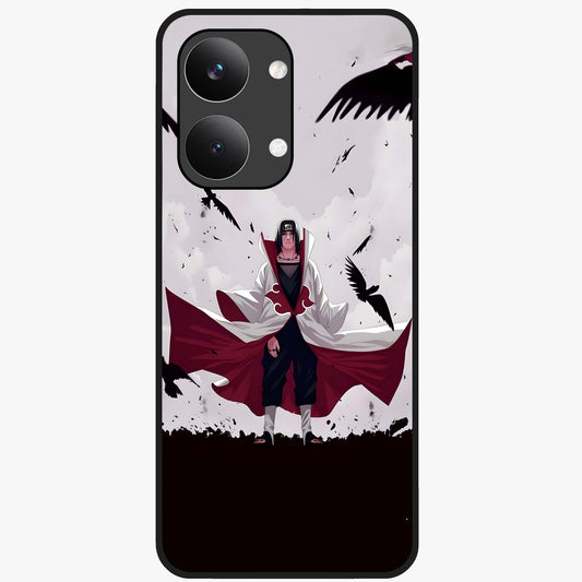 Crimson Crow Ascension Glass Case showing flat back view with mystical crow artwork and glossy glass finish.