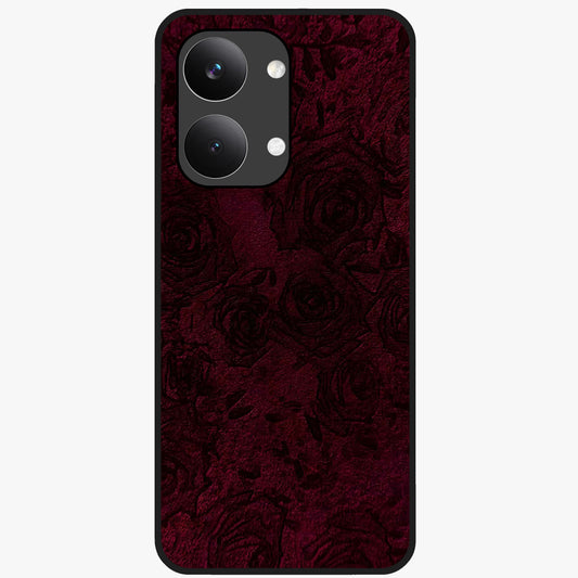 Crimson Fade Flow Glass Case showing flat back view with flowing crimson gradient artwork and glossy glass finish.