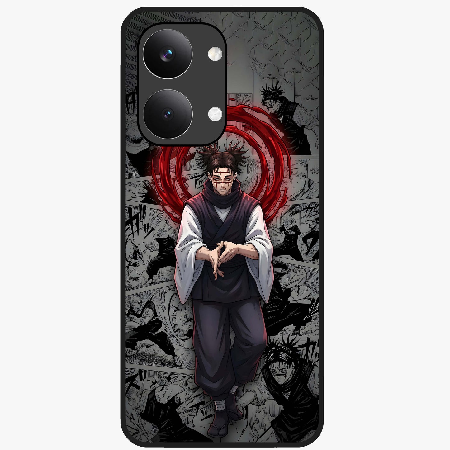 Cursed Ritual Ascension Glass Case showing flat back view with dark ritual themed artwork and glossy glass finish.