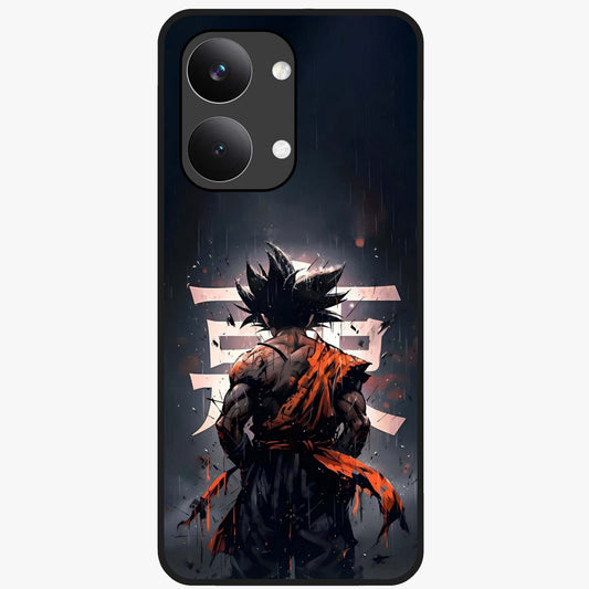 Dark Warrior In Rain Glass Case showing flat back view with warrior artwork in rainy atmosphere and glossy glass finish.