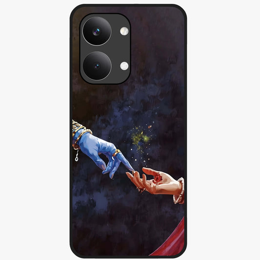 Divine Touch Eternal Glass Case showing flat back view with spiritual themed artwork and glossy glass finish.