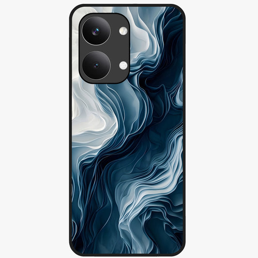 Ethereal Paper Marble Glass Case showing flat back view with soft marble paper texture artwork and glossy glass finish.