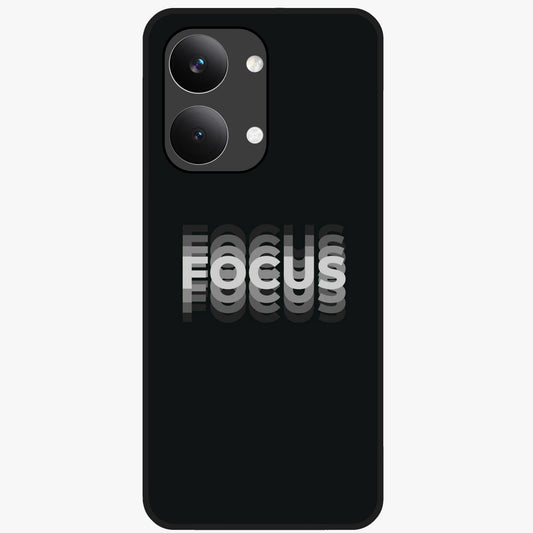 Focus Mode On Glass Case showing flat back view with bold motivational typography design and glossy glass finish.