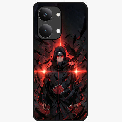 Focused Blade Discipline Glass Case showing flat back view with warrior sword themed artwork and glossy glass finish.