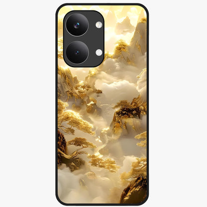 Gates Of Illumination Glass Case showing flat back view with mystical illuminated gate artwork and glossy glass finish.