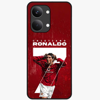 Goal Celebration Legacy Glass Case showing flat back view with football celebration inspired artwork and glossy glass finish.
