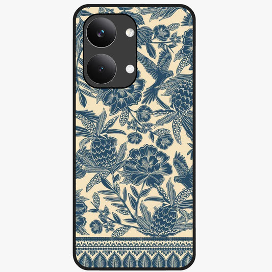 Heirloom Wild Bloom Glass Case showing flat back view with vintage inspired wild flower artwork and glossy glass finish.