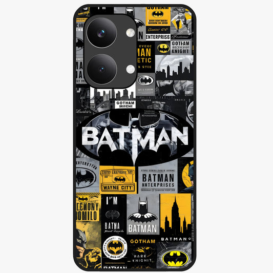 Knight Gotham Rise Glass Case showing flat back view with dark hero inspired artwork and glossy glass finish.