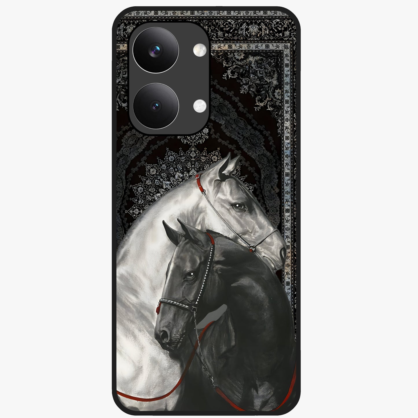 Majestic Ride Legacy Glass Case showing flat back view with powerful automotive inspired artwork and glossy glass finish.