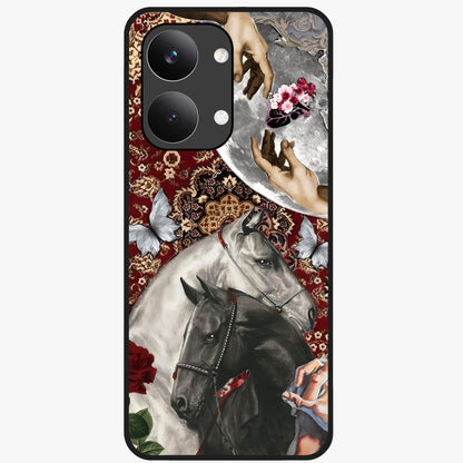 Moonlit Royal Stallion Glass Case showing flat back view with majestic horse under moonlight artwork and glossy glass finish.
