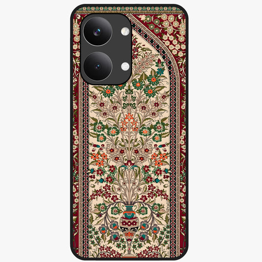 Persian Inspired Glass Case showing flat back view with ornate Persian style pattern artwork and glossy glass finish.