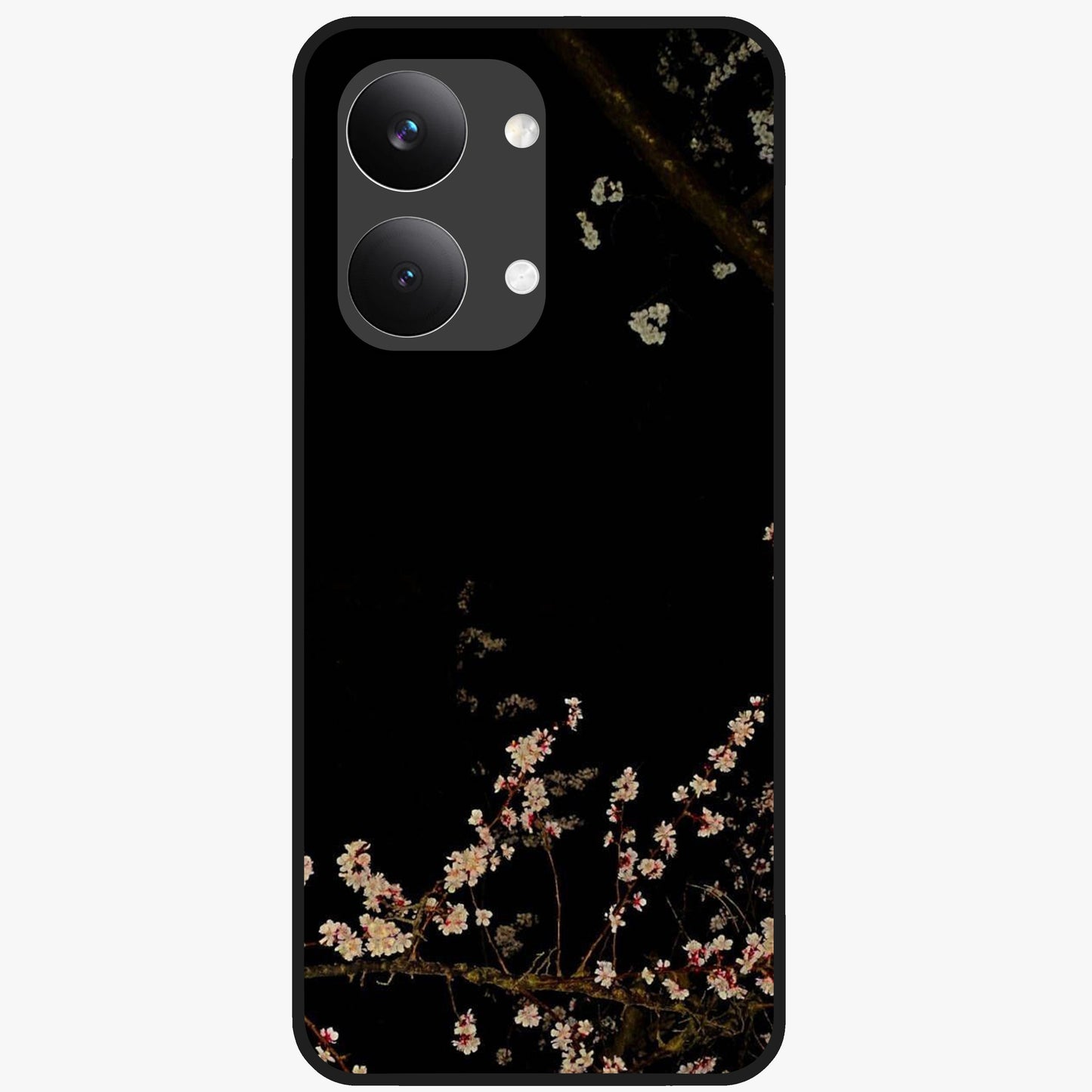 Petal Moon Light With Custom Name Glass Case showing flat back view with floral moonlight artwork and personalized name design.