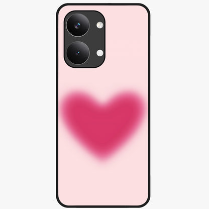 Pink Aura Heart Glass Case showing flat back view with glowing heart artwork and glossy glass finish.