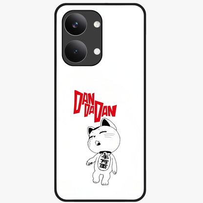 Playful Spirit Charm Glass Case showing flat back view with cheerful charm themed artwork and glossy glass finish.