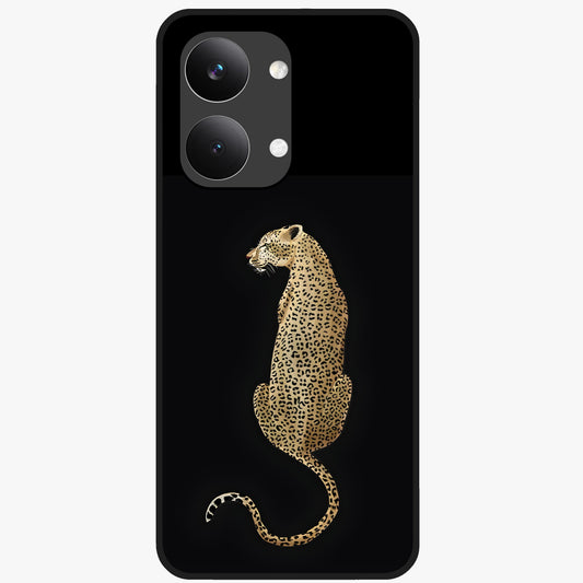 Regal Leopard Glass Case showing flat back view with bold leopard artwork and glossy glass finish.