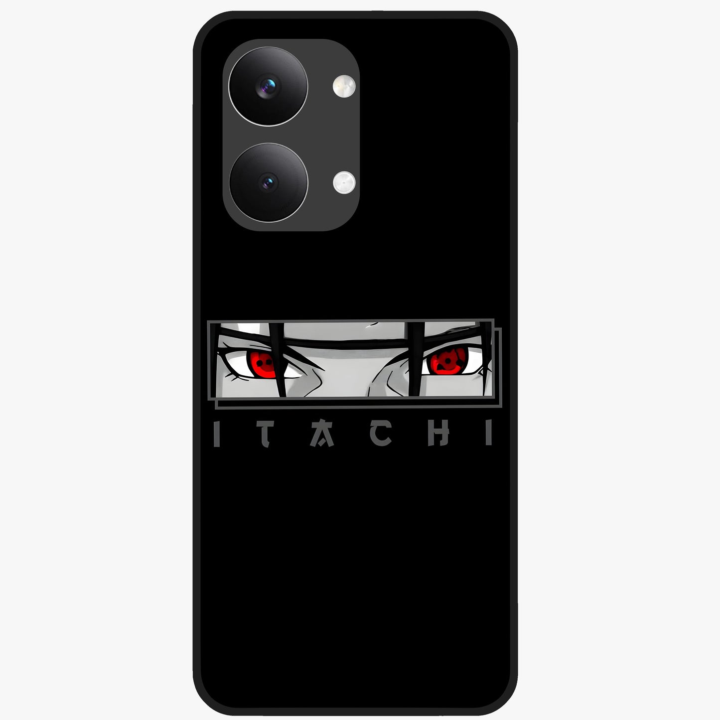 Scarlet Gaze Dominance Glass Case showing flat back view with striking red themed artwork and glossy glass finish.