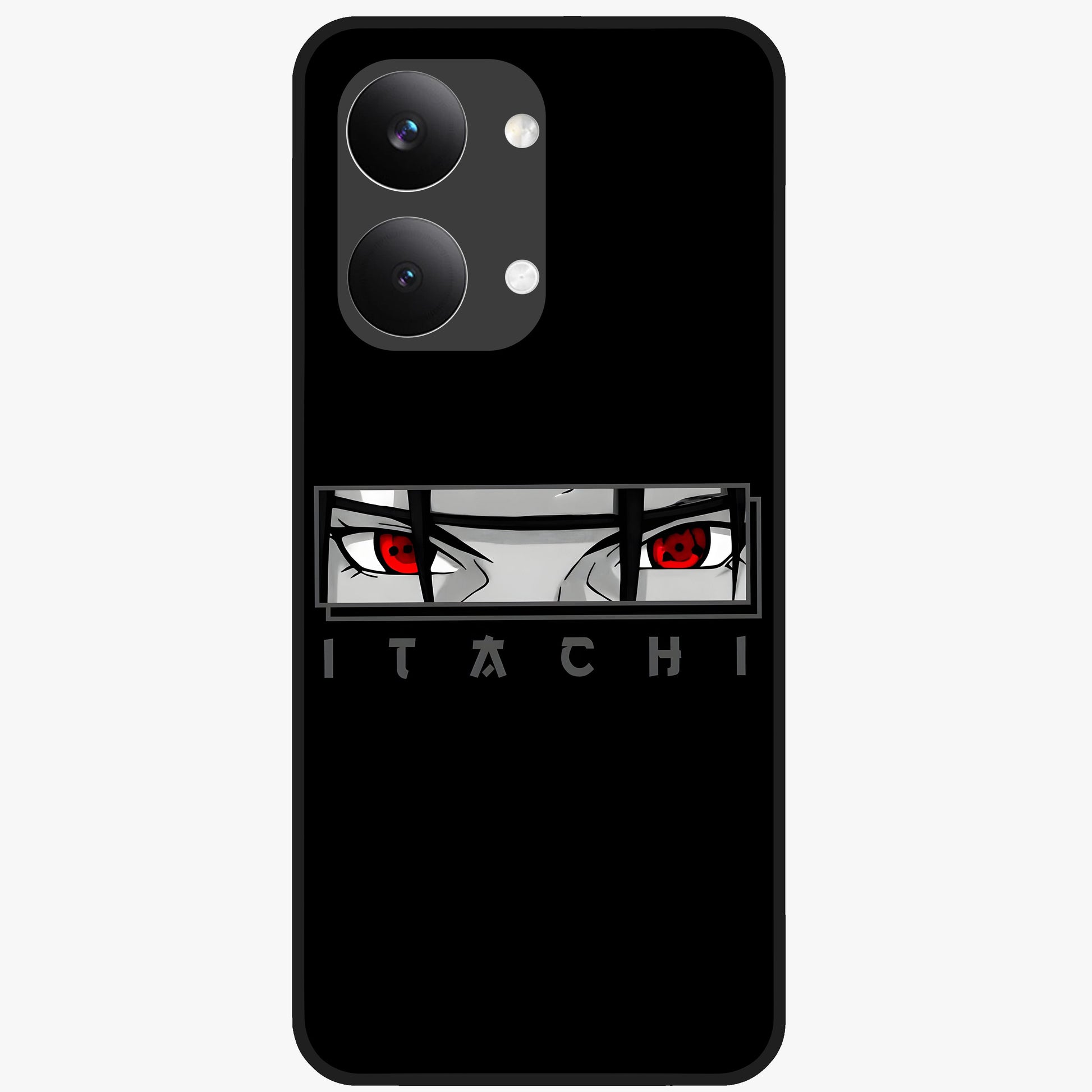 Scarlet Gaze Dominance Glass Case showing flat back view with striking red themed artwork and glossy glass finish.