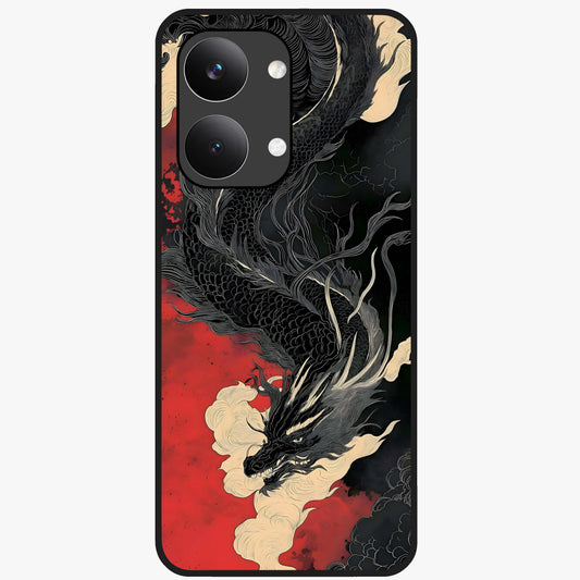 Shadow Dragon Fury Glass Case showing flat back view with fierce dragon artwork and glossy glass finish.