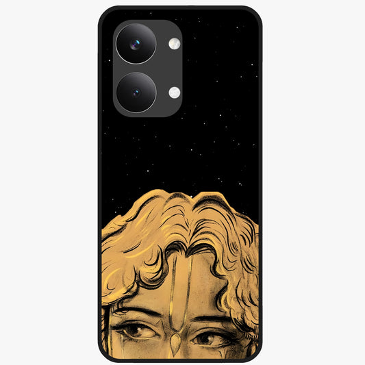 Shri Krishna Art Glass Case showing flat back view with devotional Krishna artwork and glossy glass finish.