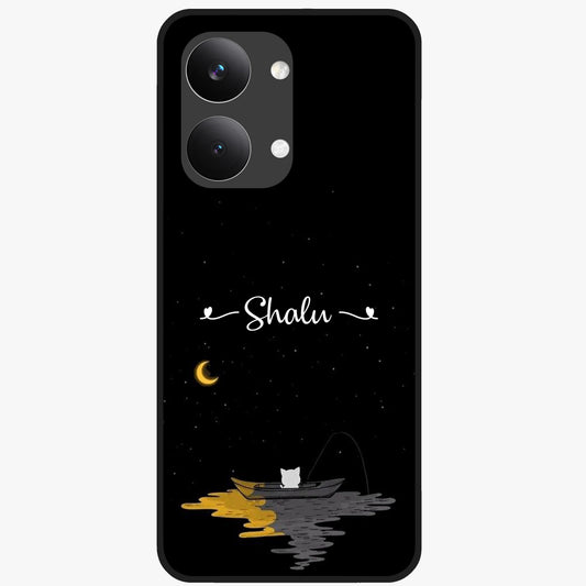 Silent Night Row Glass Case showing flat back view with calm night themed artwork and glossy glass finish.