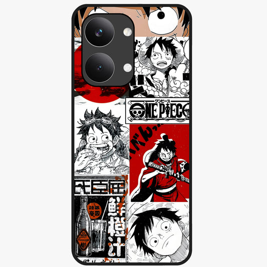 Strawhat Chaos Panels Glass Case showing flat back view with anime inspired chaos panel artwork and glossy glass finish.