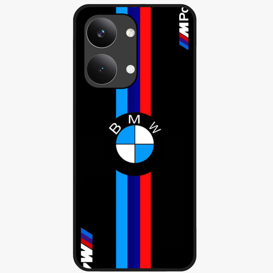 Turbo BMW Beast Glass Case showing flat back view with high performance sports car artwork and glossy glass finish.