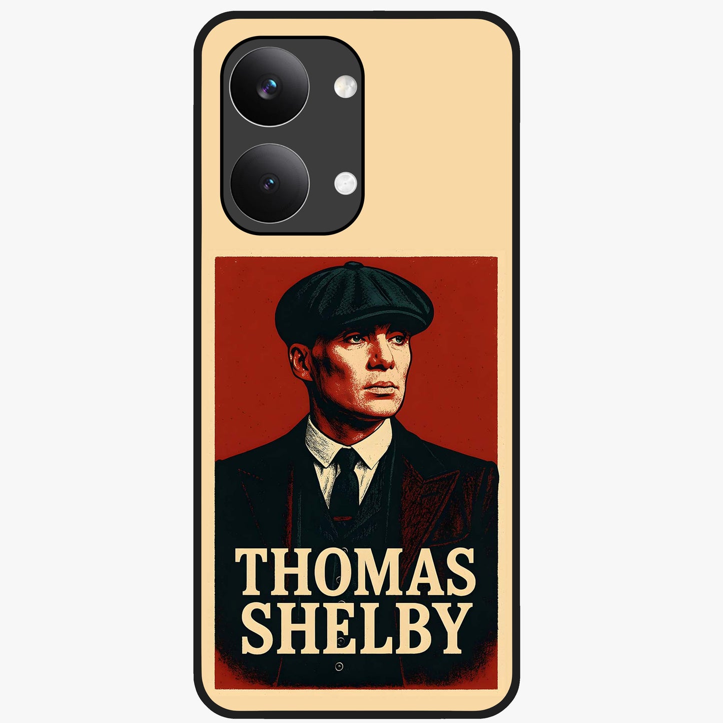 Vintage Mafia Authority Glass Case showing flat back view with bold vintage mafia inspired artwork and glossy glass finish.