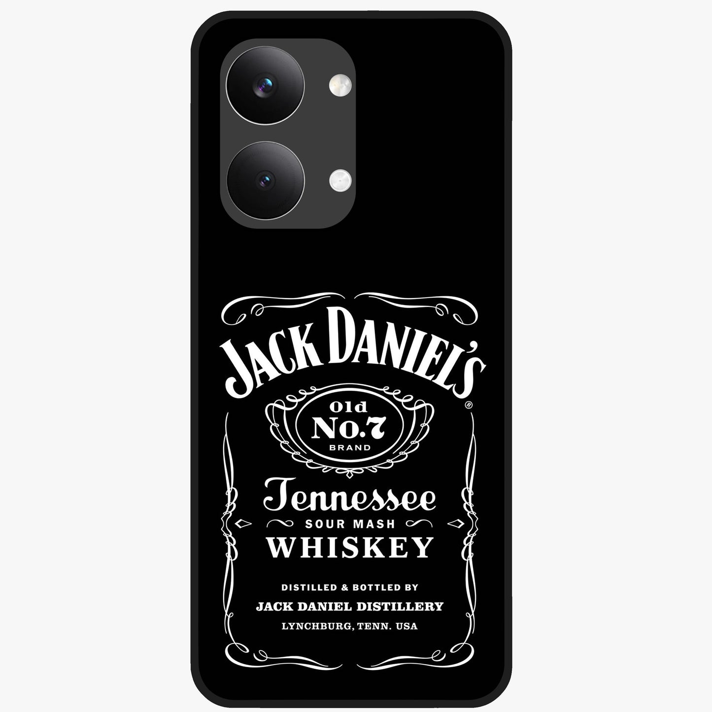 Vintage Whiskey Heritage Glass Case showing flat back view with classic whiskey inspired artwork and glossy glass finish.