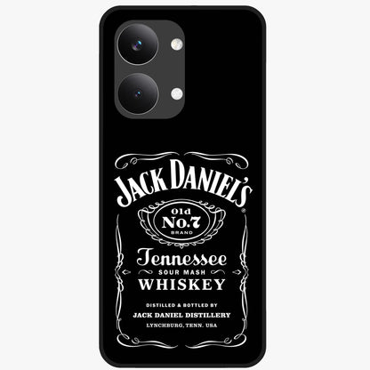 Vintage Whiskey Heritage Glass Case showing flat back view with classic whiskey inspired artwork and glossy glass finish.