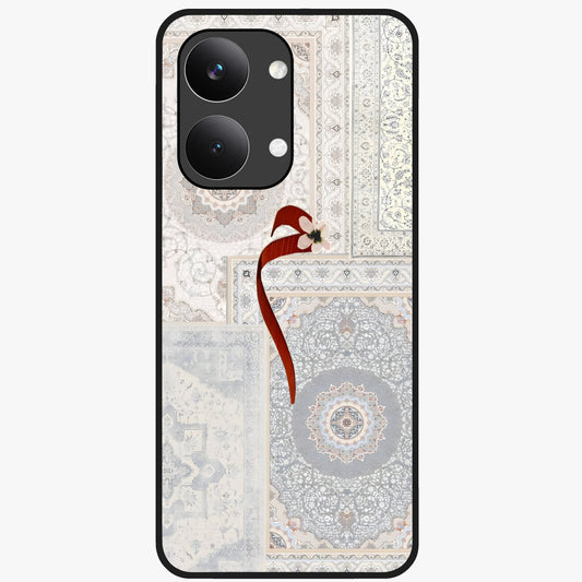 White Aesthetic Bow Glass Case showing flat back view with minimal bow artwork and glossy glass finish.