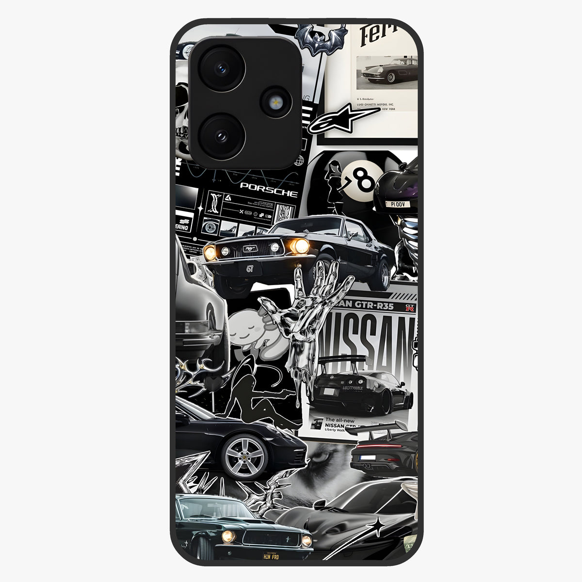 Aesthetic Dark Love Glass Case showing flat back view with dark romantic artwork and glossy glass finish.