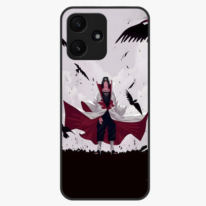 Crimson Crow Ascension Glass Case showing flat back view with mystical crow artwork and glossy glass finish.