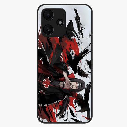 Crimson Crow Illusion Glass Case showing flat back view with artistic crow illusion artwork and glossy glass finish.