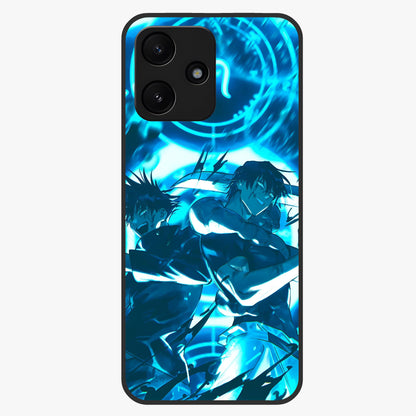 Cursed Energy Clash Glass Case showing flat back view with intense cursed energy artwork and glossy glass finish.