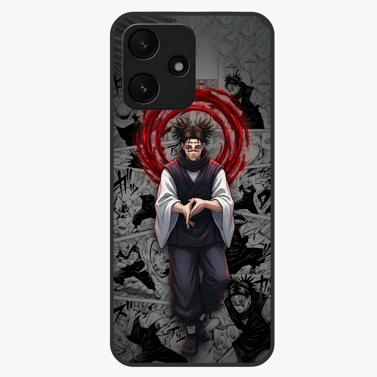 Cursed Ritual Ascension Glass Case showing flat back view with dark ritual themed artwork and glossy glass finish.