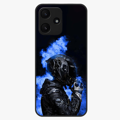 Cyber Sentinel Protocol Glass Case showing flat back view with futuristic cyber themed artwork and glossy glass finish.