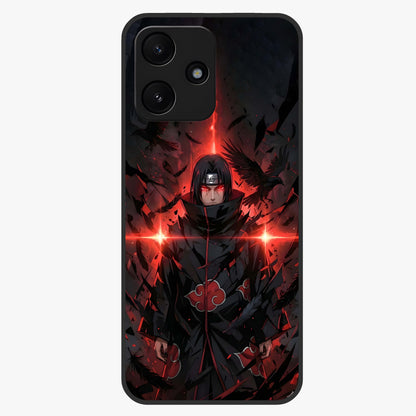 Focused Blade Discipline Glass Case showing flat back view with warrior sword themed artwork and glossy glass finish.