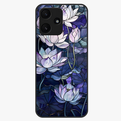 Gloss Petal Rush Glass Case showing flat back view with glossy flower petal artwork and smooth glass finish.