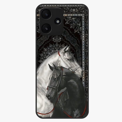 Majestic Ride Legacy Glass Case showing flat back view with powerful automotive inspired artwork and glossy glass finish.