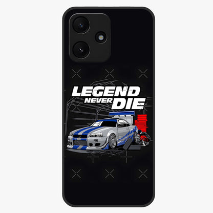 Midnight Racing Legacy Glass Case showing flat back view with sleek racing inspired artwork and glossy glass finish.