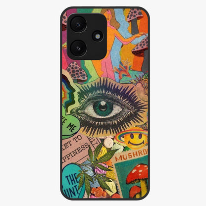 Mystic Eye Wonderland Glass Case showing flat back view with mystical eye themed artwork and glossy glass finish.