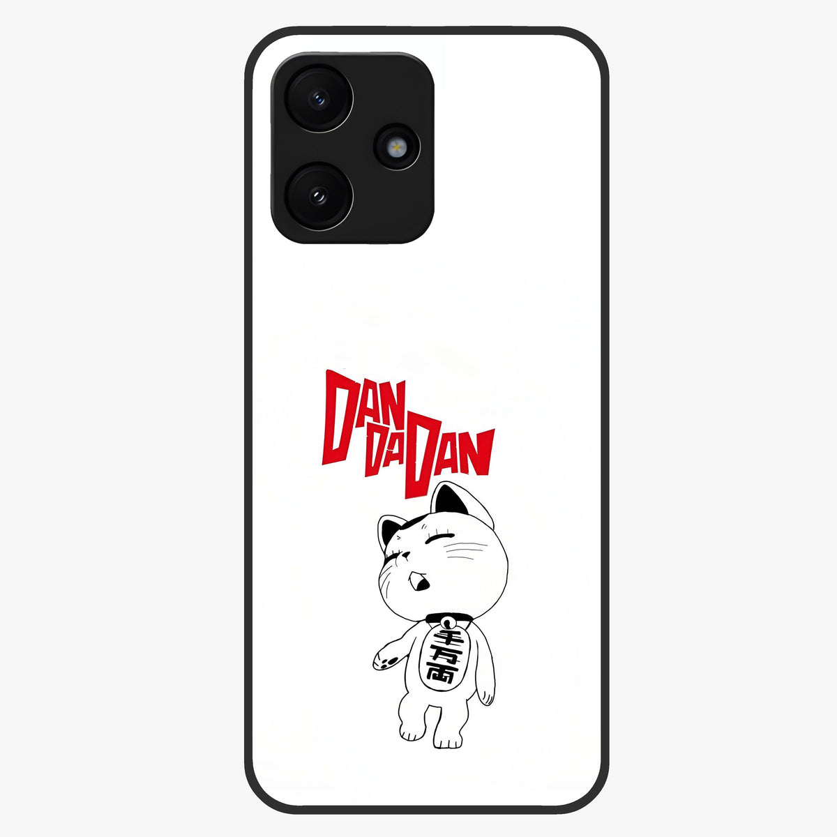 Playful Spirit Charm Glass Case showing flat back view with cheerful charm themed artwork and glossy glass finish.