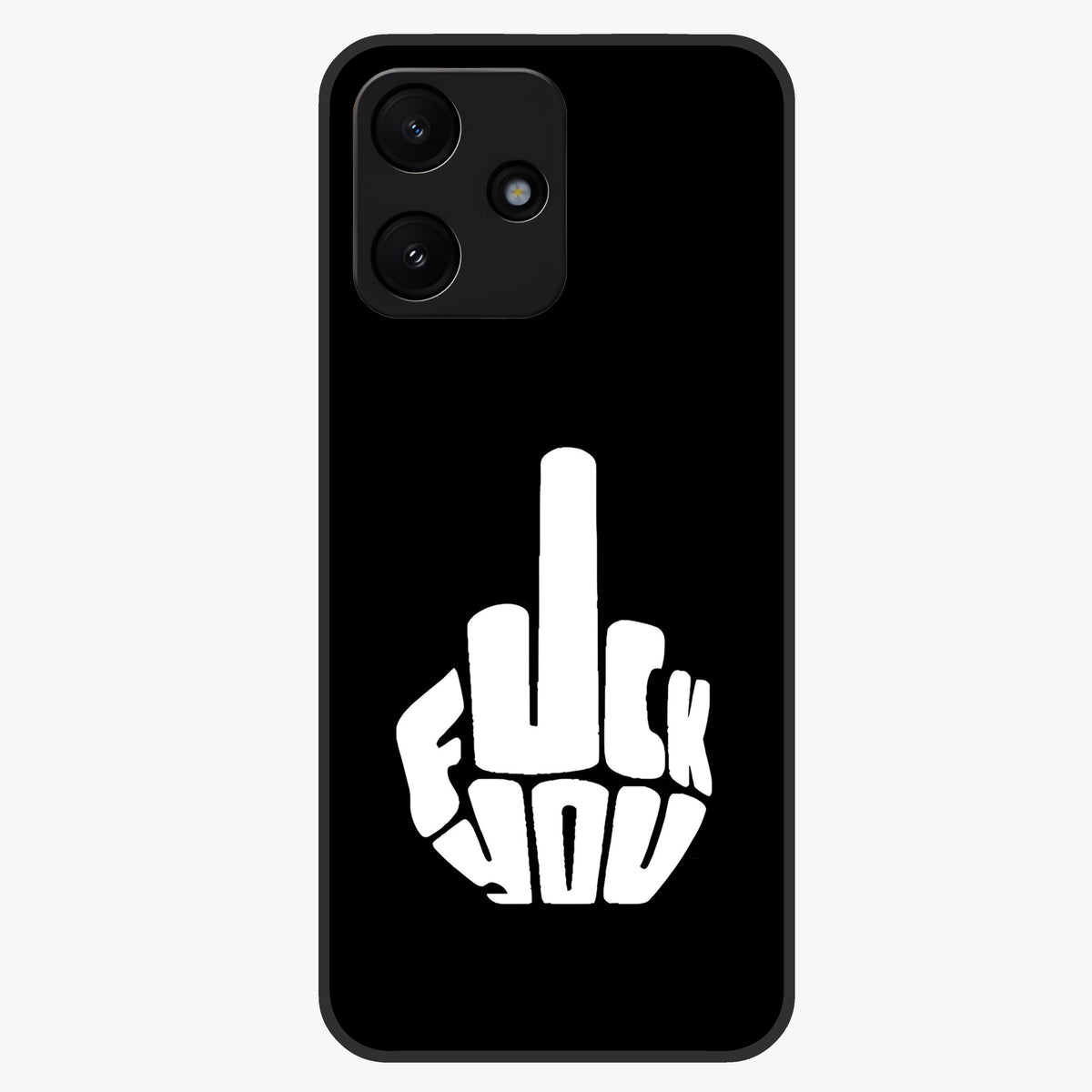 Rebel Mode On Glass Case showing flat back view with bold rebellious typography artwork and glossy glass finish.