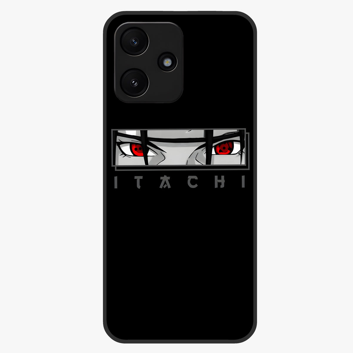 Scarlet Gaze Dominance Glass Case showing flat back view with striking red themed artwork and glossy glass finish.