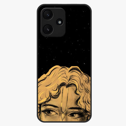 Shri Krishna Art Glass Case showing flat back view with devotional Krishna artwork and glossy glass finish.