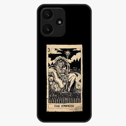 The Empress Glass Case showing flat back view with regal feminine artwork and glossy glass finish.